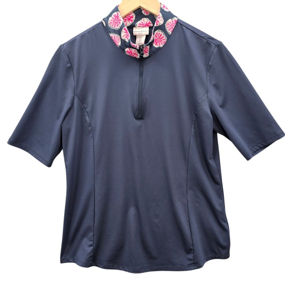 Tommy Bahama Womens L Blue‎ Gray Quarter Zip Golf Shirt